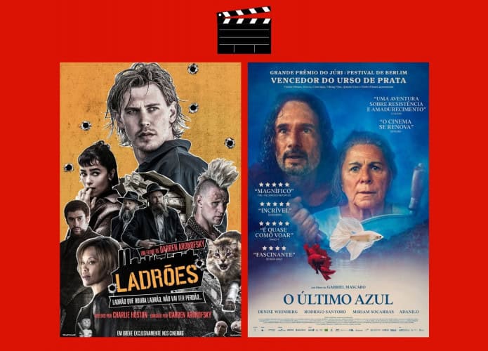 Montagem com pôsteres dos filmes Ladrões e O Último Azul