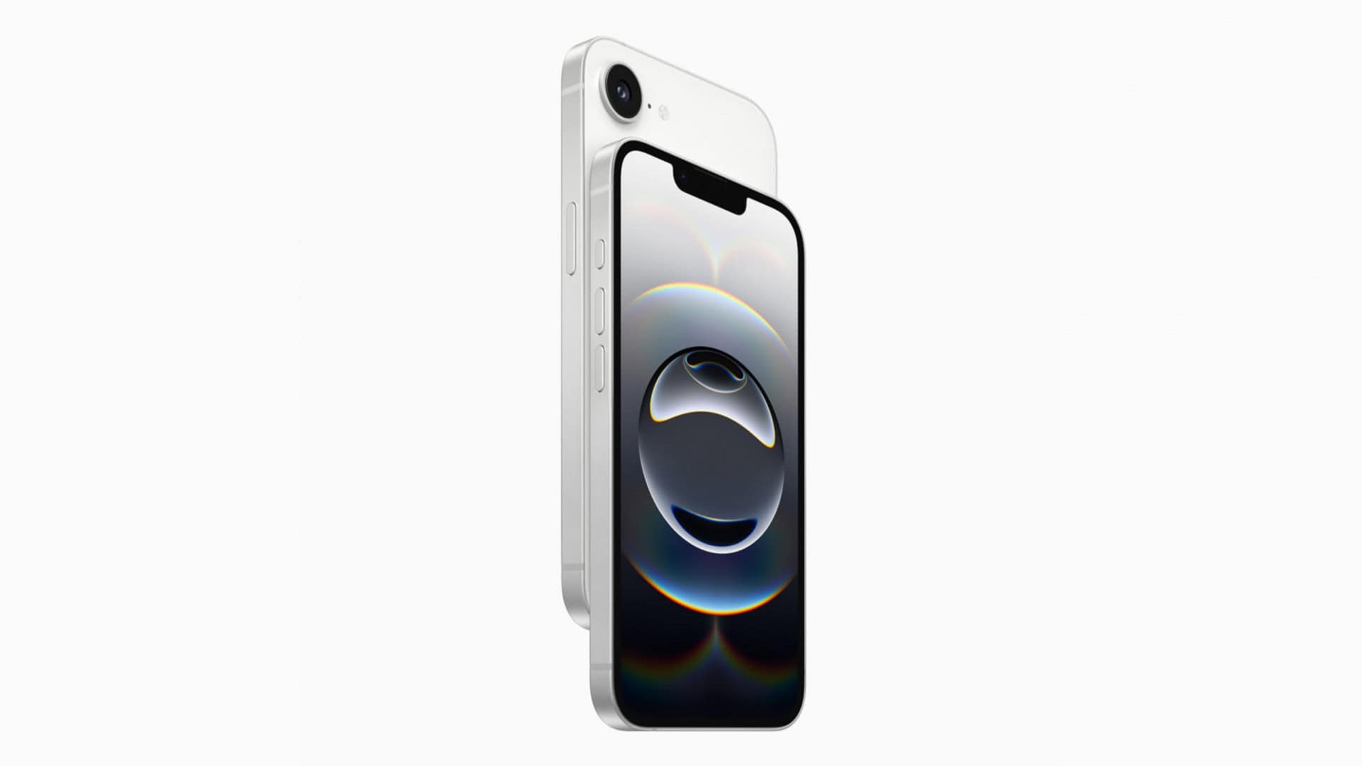 Montagem mostrando tela e câmera traseira do iPhone 16e