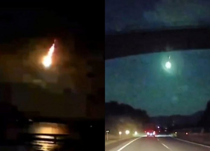 Meteoro em forma de bola de fogo azul