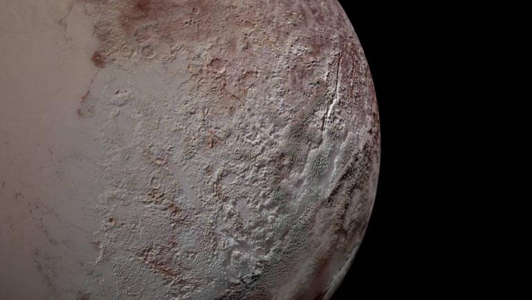 A sonda New Horizon coletou imagens das rugosidades de Plutão quando se aproximou do planeta anão em 2015.