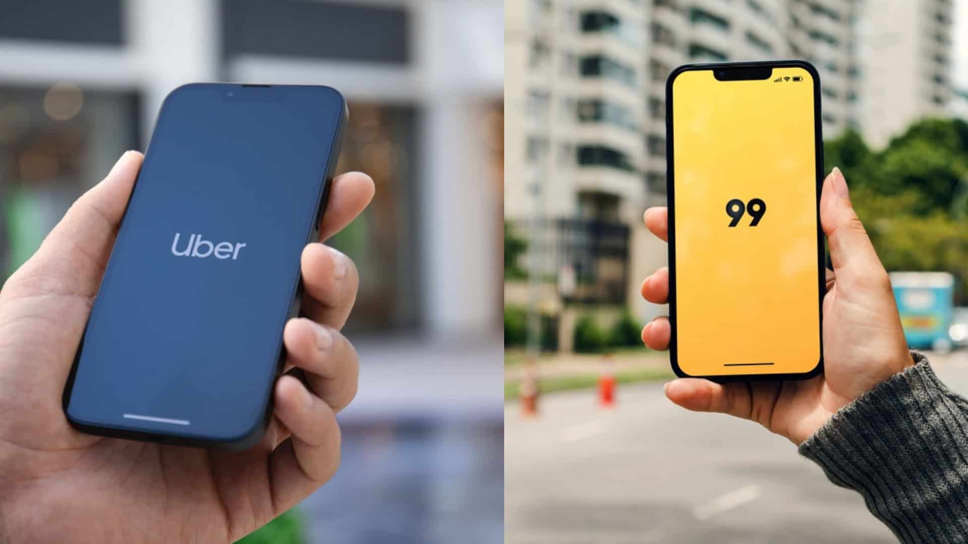 Aplicativos da Uber e da 99
