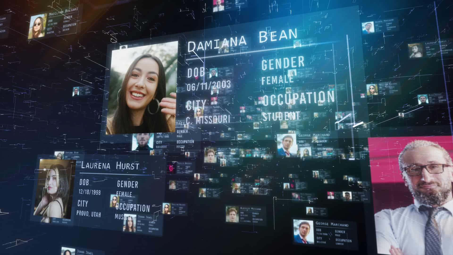 Fotos de pessoas junto a dados digitais