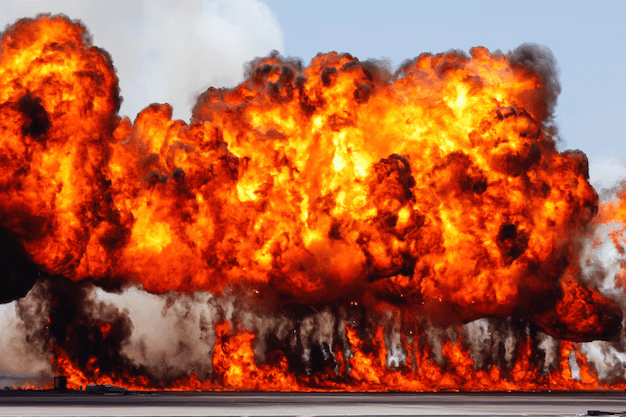 explosão com bola de fogo