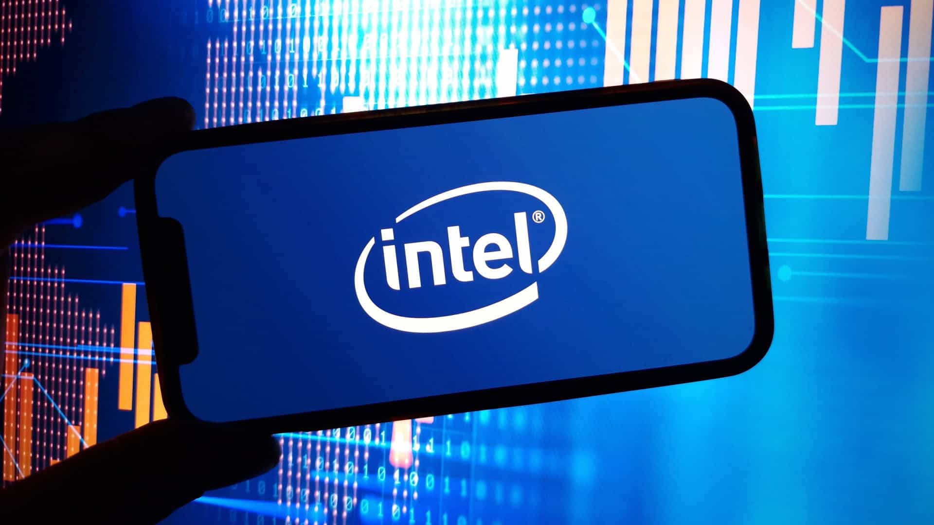 Logo da Intel em um smartphone