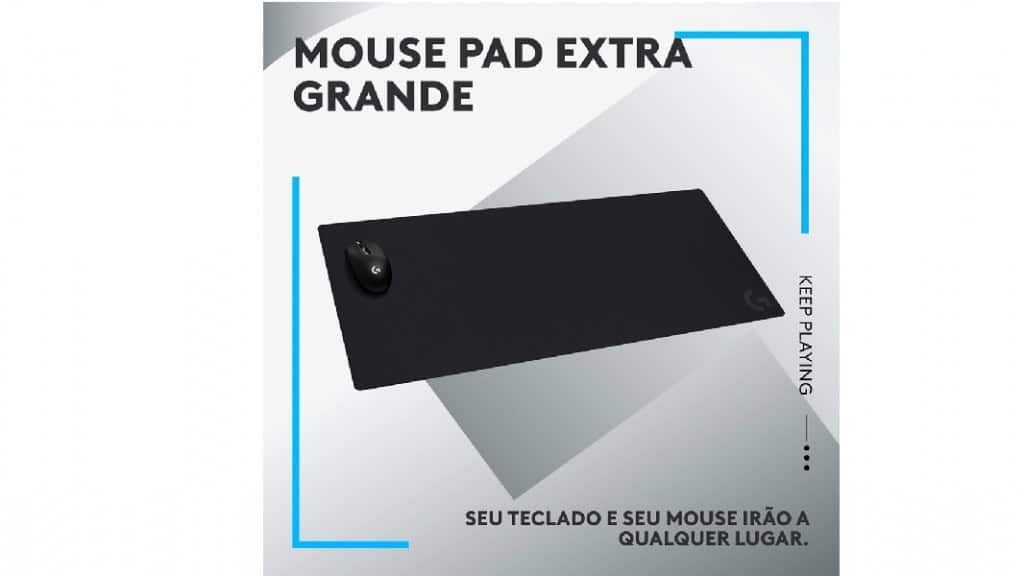 Mouse Pad Extra Grande de Tecido com Base Antiderrapante Logitech G840 Otimizado para Jogos e com Superfície de Atrito Moderado
