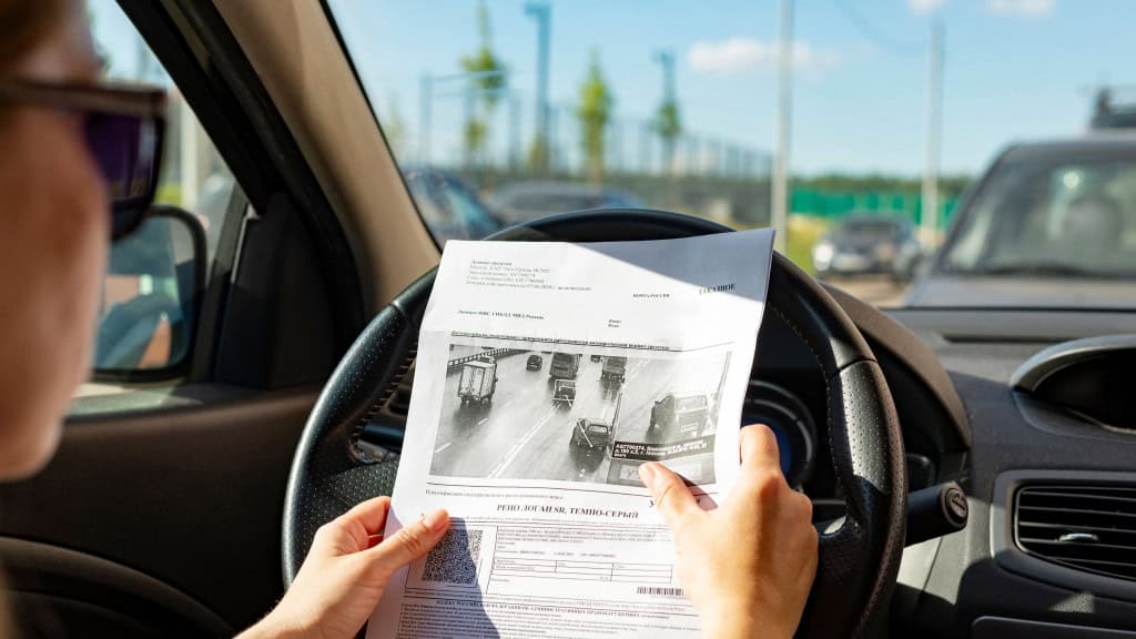 Multa por infração de trânsito registrada por radar automático, recebida pelo correio