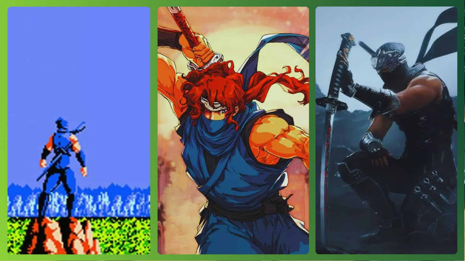 montagem com 3 jogos de ninja gaiden