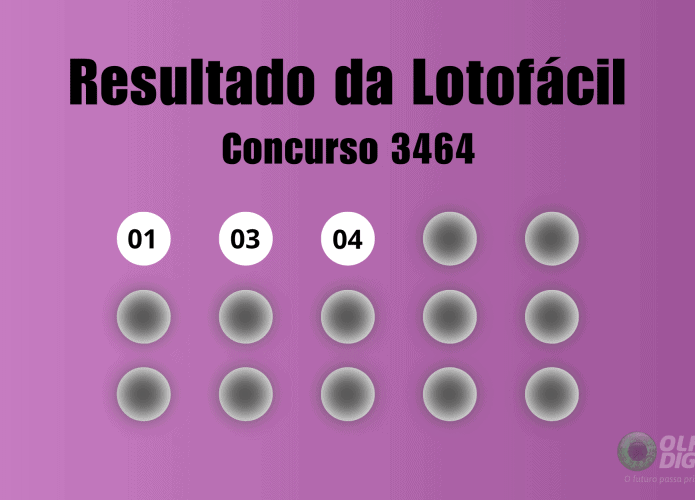 Resultado Lotofácil concurso 3464