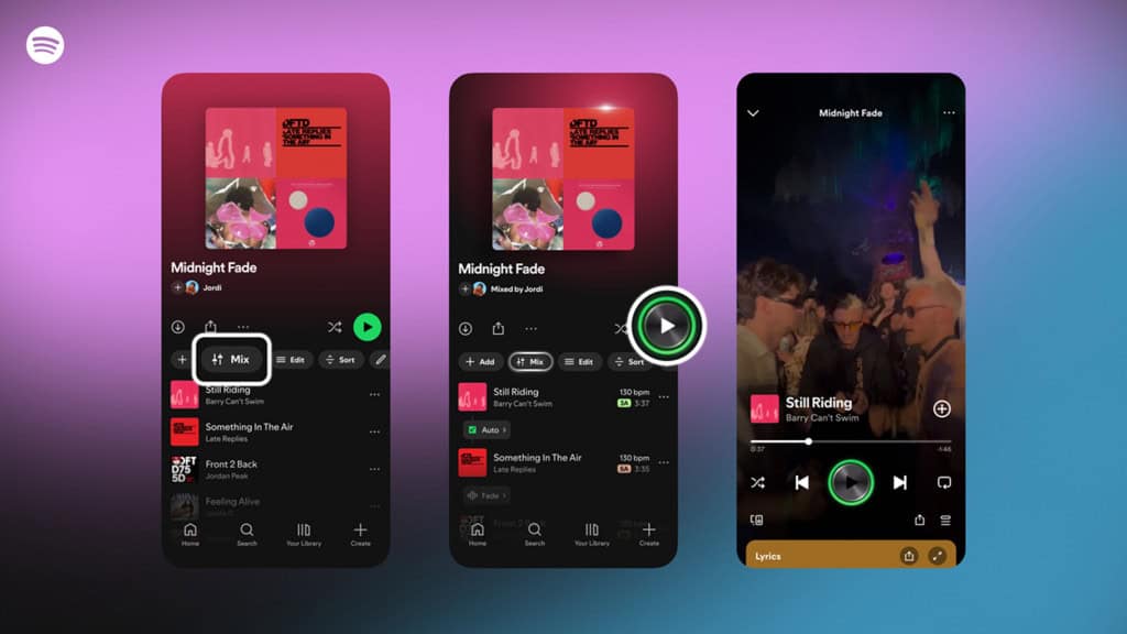 recurso de mixagem do spotify