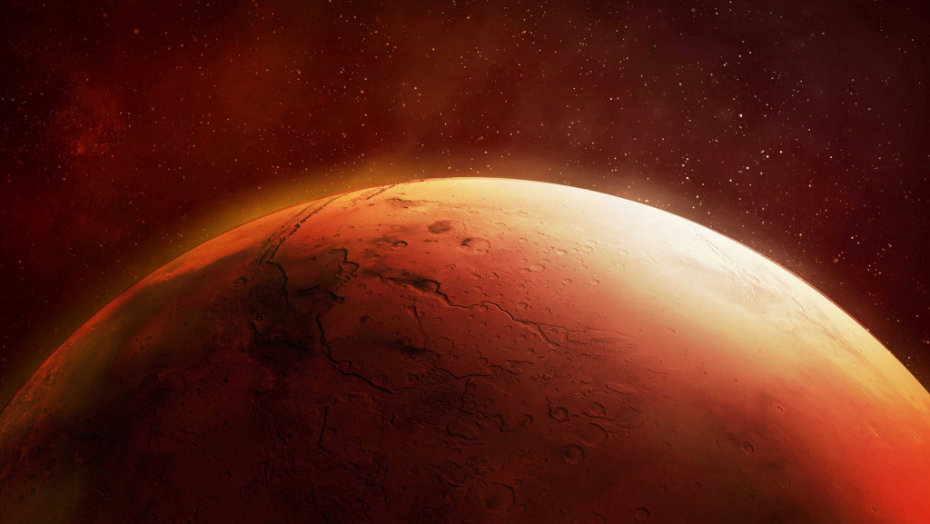 Ilustração de superfície de Marte vista do espaço