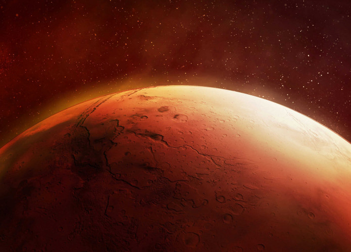 Ilustração de superfície de Marte vista do espaço