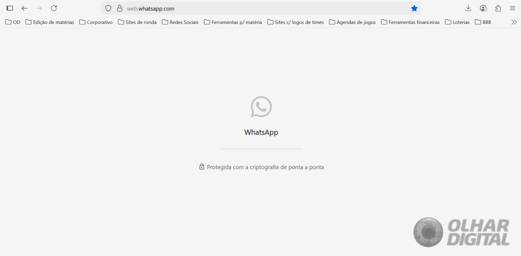 Captura de tela que mostra a instabilidade do WhatsApp Web