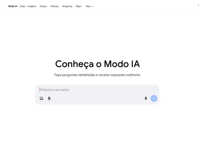 Captura de tela mostrando Modo IA na Busca do Google