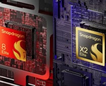 Montagem com ilustrações dos chips Snapdragon 8 Elite Gen 5 e X2 Elite da Qualcomm