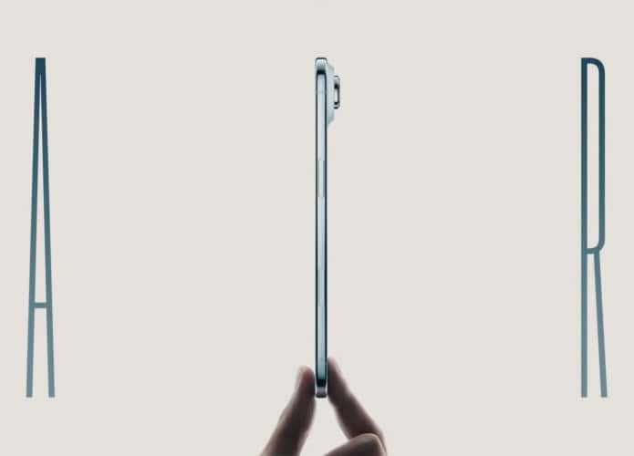Montagem mostrando espessura do iPhone 17 Air da Apple