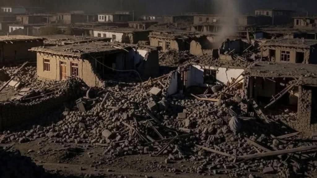 Escombros de vila após terremoto no Afeganistão