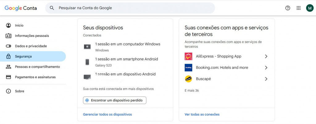Visualização dos dispositivos conectados