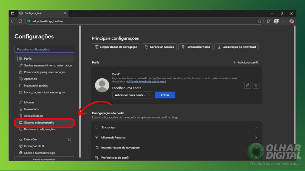 Como reduzir o consumo  de bateria pelo navegador Edge