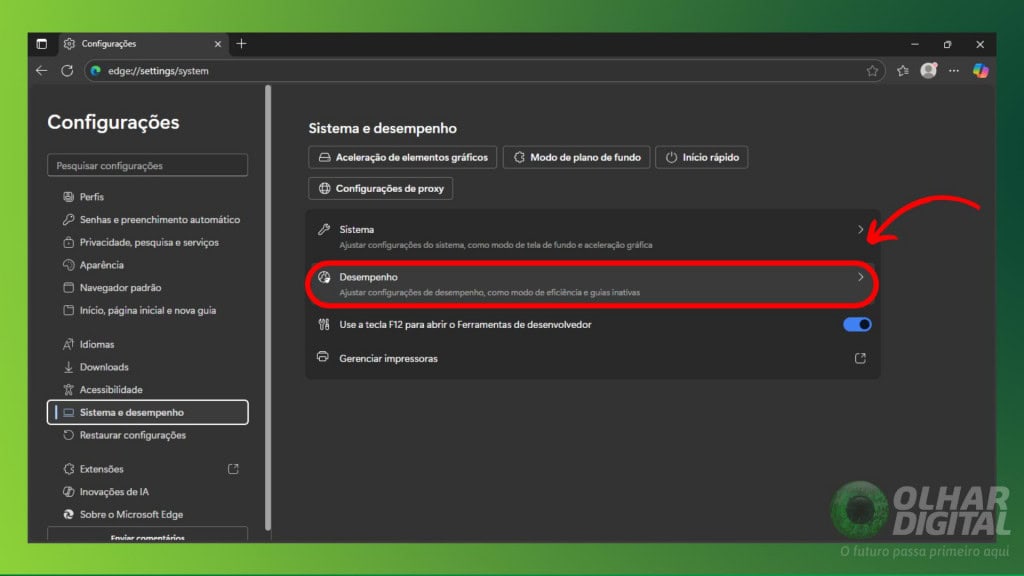 Como reduzir o consumo de bateria pelo navegador Edge