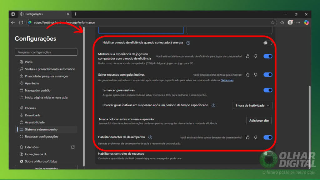 Como reduzir o consumo de bateria pelo navegador Edge