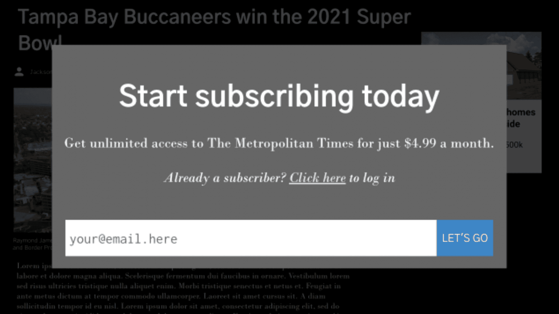 Simulação de paywall