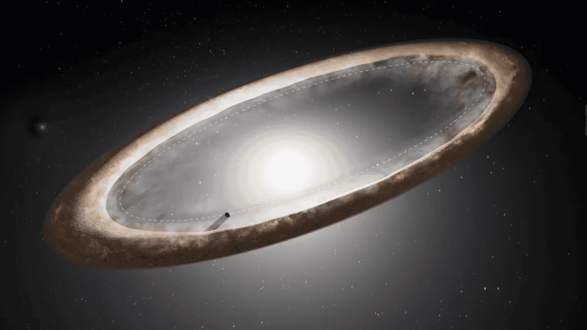 Impressão artística do anel ou disco gigante ao redor de Fomalhaut