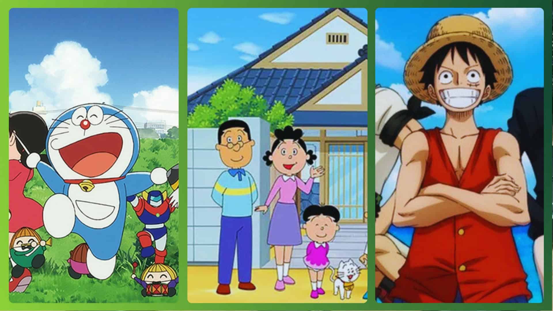 doraemon, sazae san e one piece