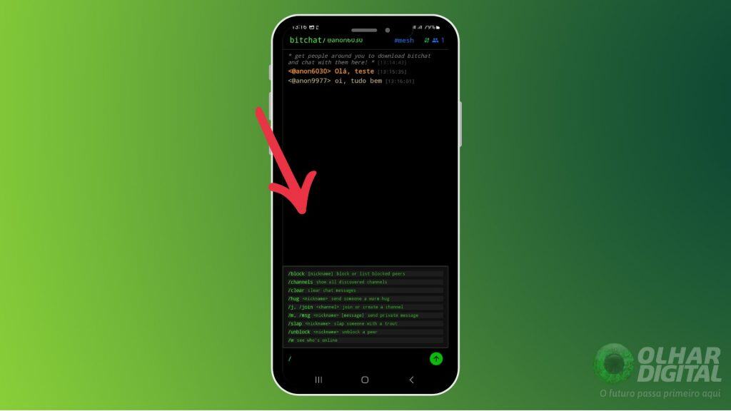 Página de configurações extras no BitChat /