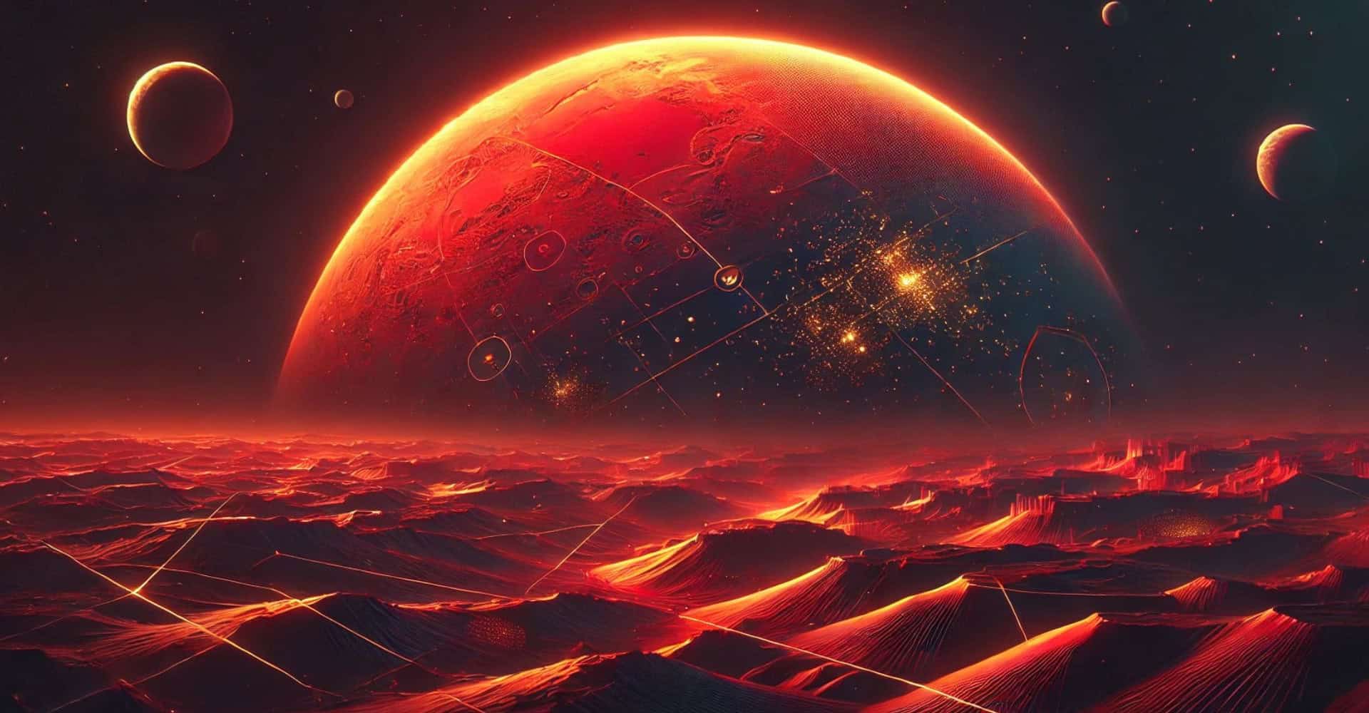 Imagem gerada por IA mostrando a vida em marte.