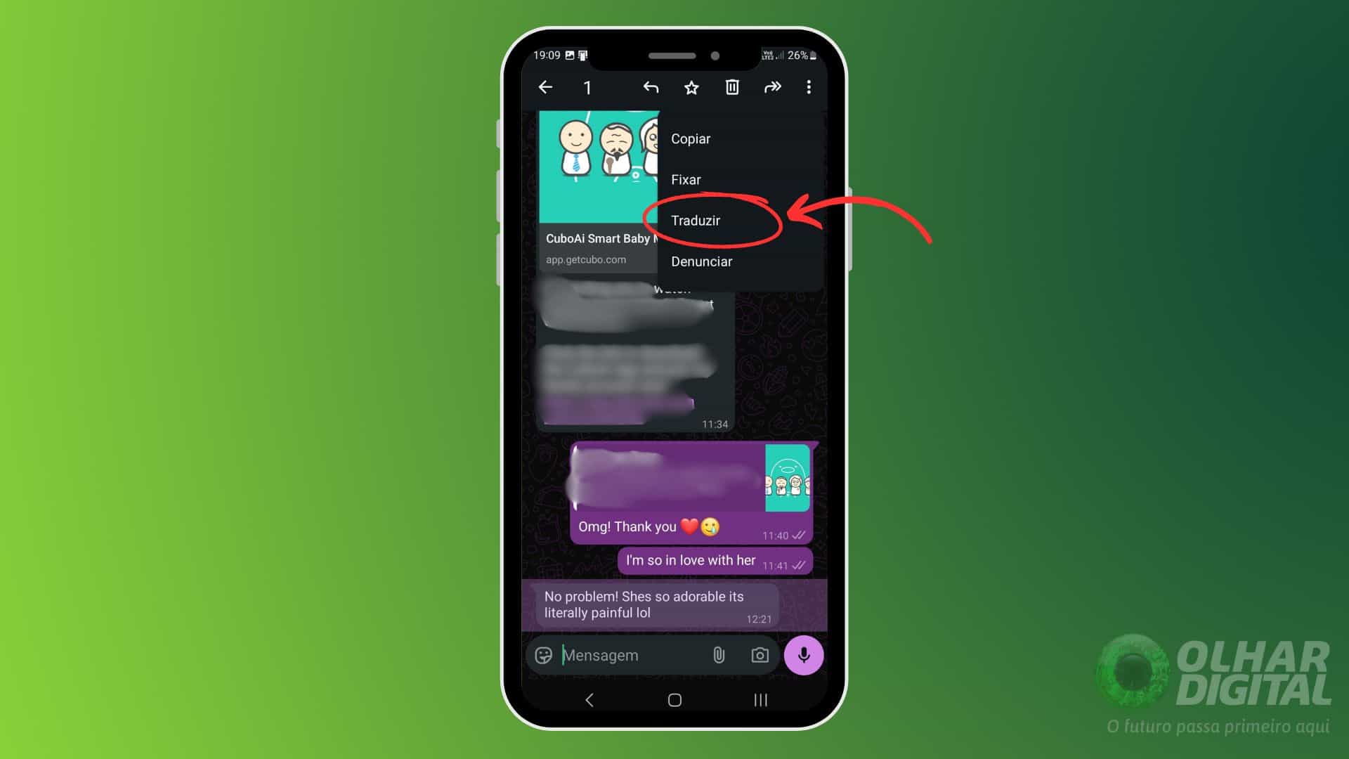 Como traduzir mensagem no WhatsApp - Passo 2