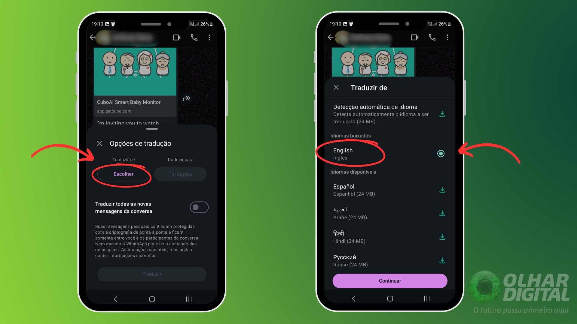 Como traduzir mensagem no WhatsApp - Passo 3