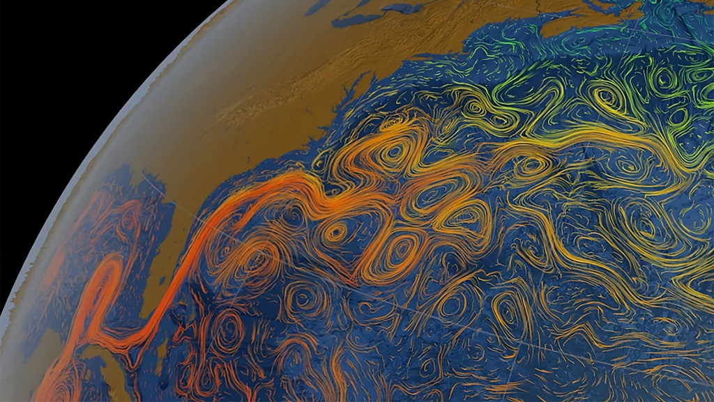 Ilustração de correntes no oceano