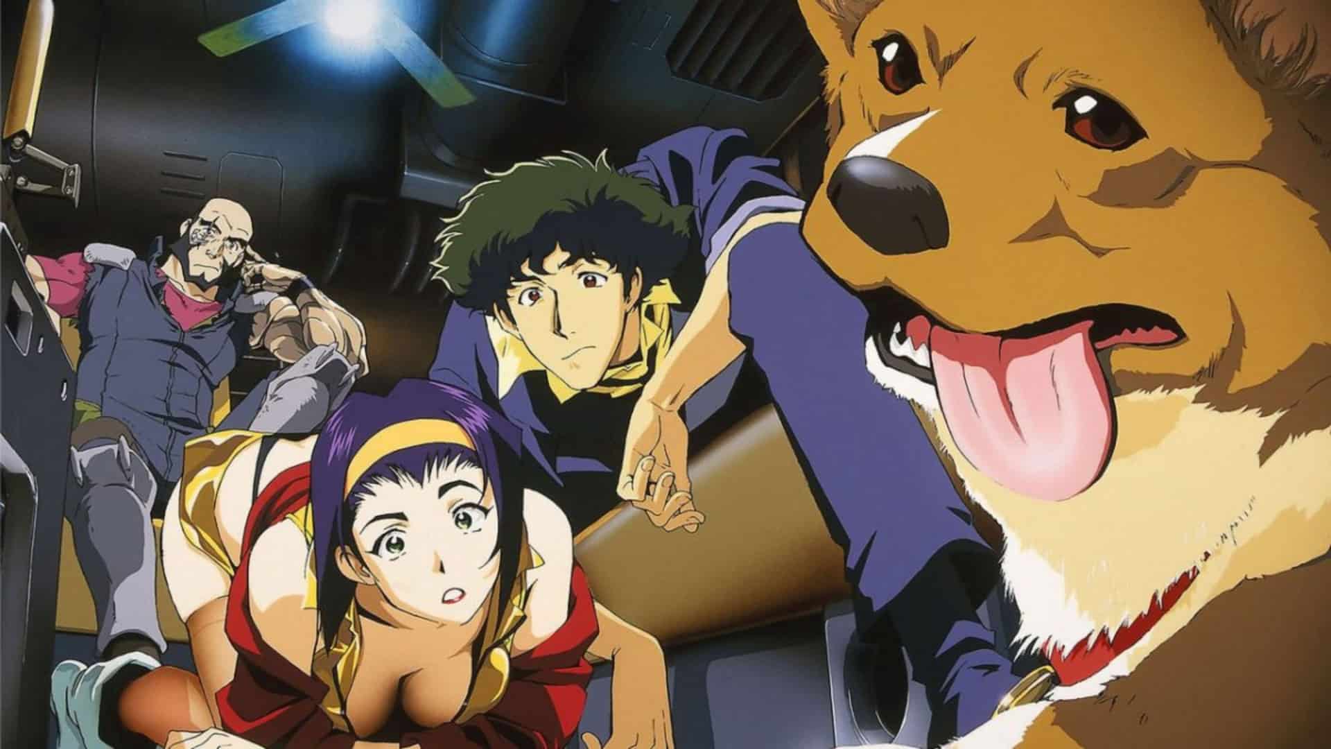 cena do anime Cowboy Bebop com alguns personagens