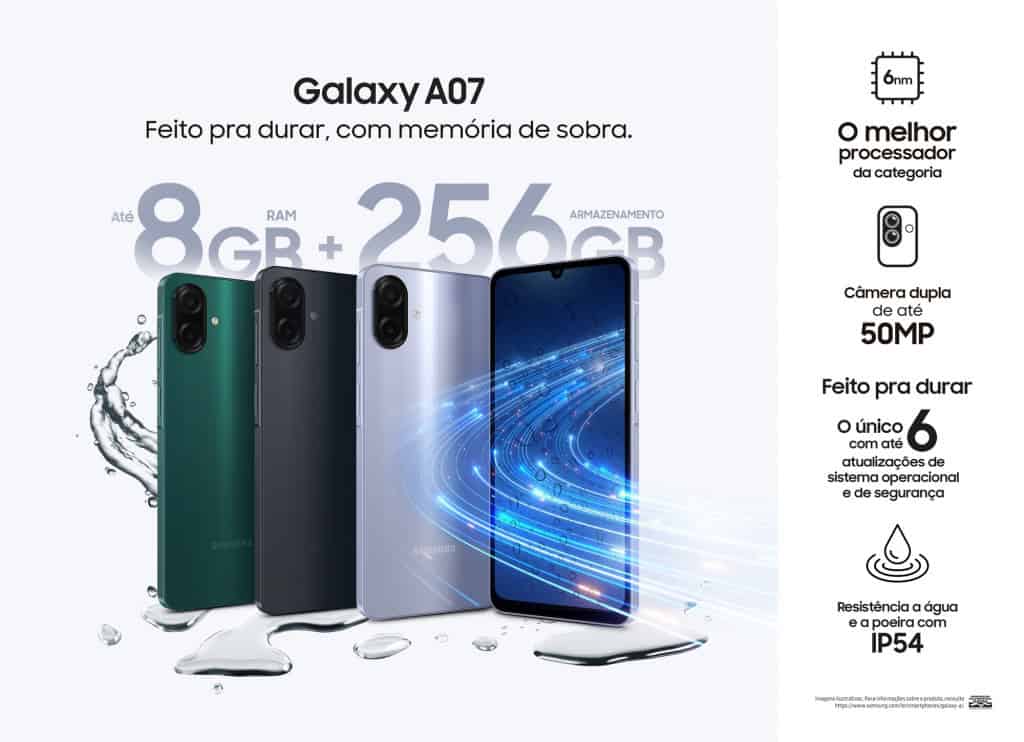 Samsung lança Galaxy A17 e A07 no Brasil a partir de R$ 899 12 galaxy a07