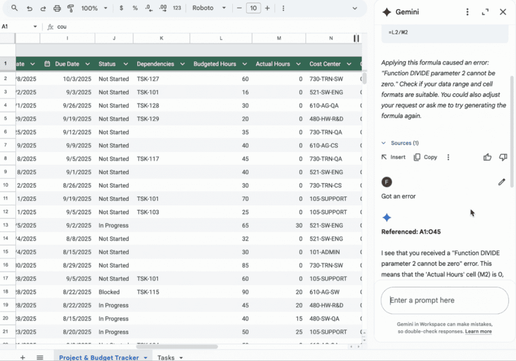 google sheets