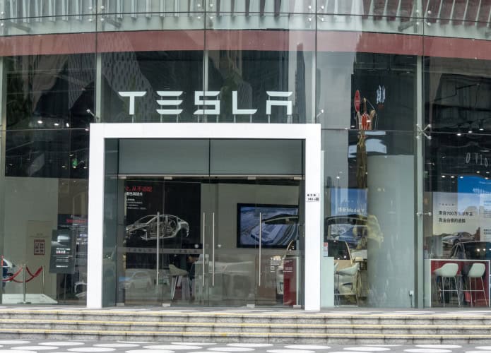 Loja e showroom do carro Tesla em Shenzhen, China