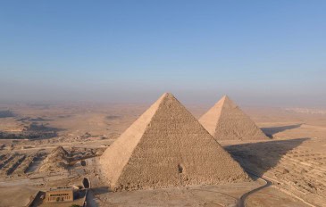 Pirâmides de Gizé no Egito, Vista aérea das Pirâmides de Gizé