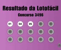 Resultado da Lotofácil concurso 3496
