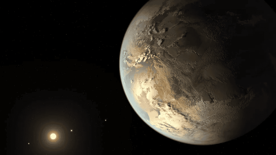Impressão artística do exoplaneta rochoso Kepler-168b