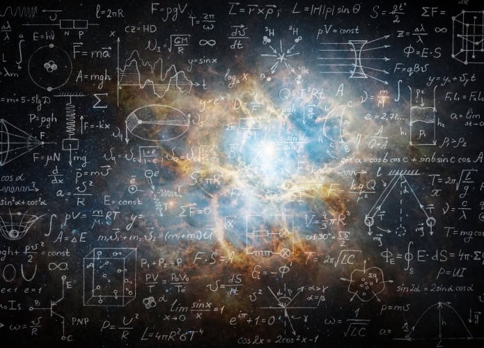 Universo sobreposto por equações matemáticas