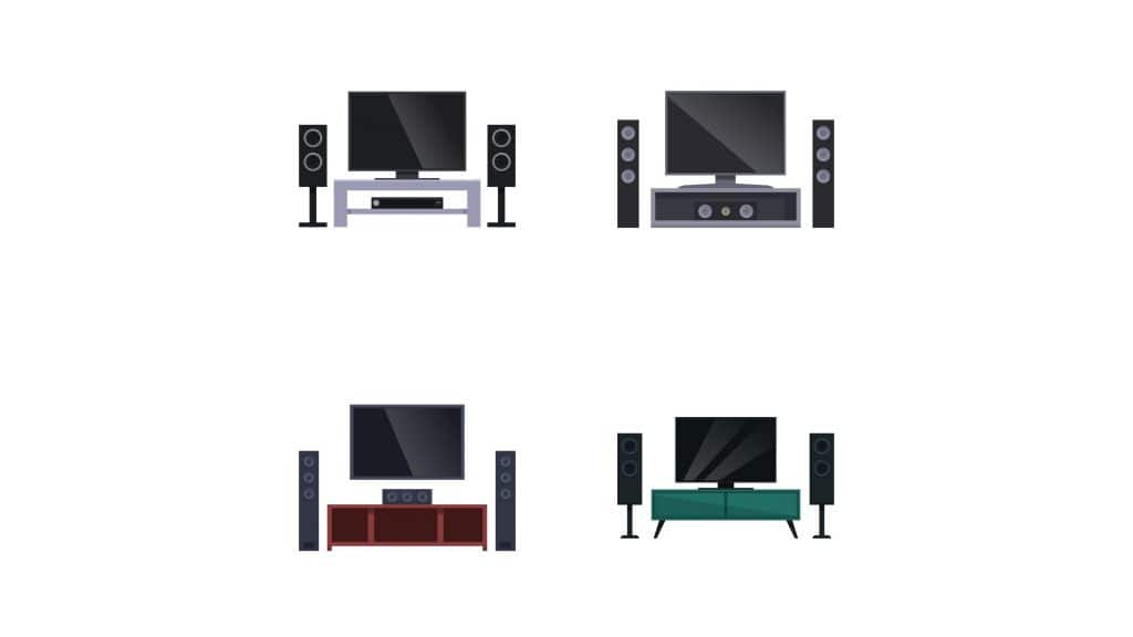 diversos modelos de sistema surround caseiro