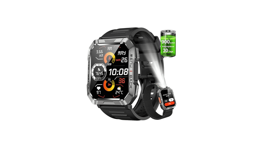Smartwatch com design militar IOWODO W60