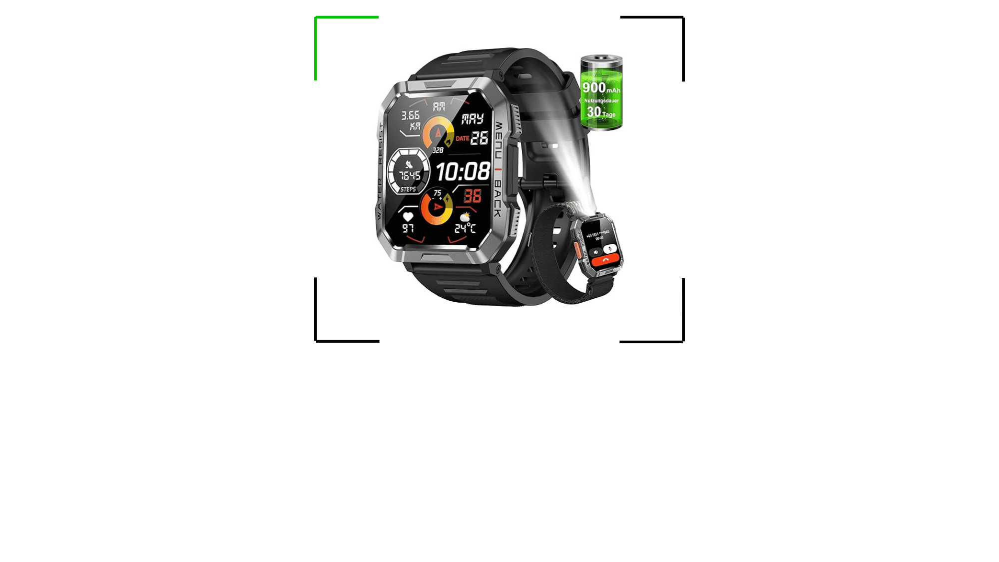 Oferta especial: smartwatch com design militar e bateria para até 100 dias com desconto