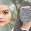 Ilustração de mulher jovem com rosto descolado no estilo deepfake
