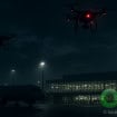 Drones sobrevoando pista de aeroporto na Alemanha, na Europa