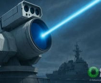 Ilustração de disparo da arma a laser LY-1, da China, em navio de guerra