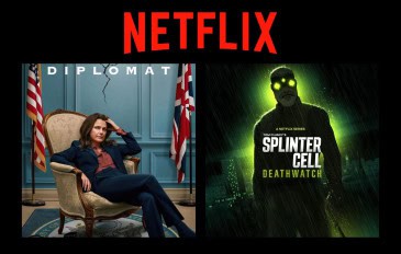 Montagem com pôsteres das séries A Diplomata e Splinter Cell, duas entre os lançamentos da Netflix na semana entre 13 e 19 de outubro de 2025