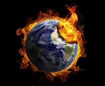 Ilustração do planeta Terra pegando fogo