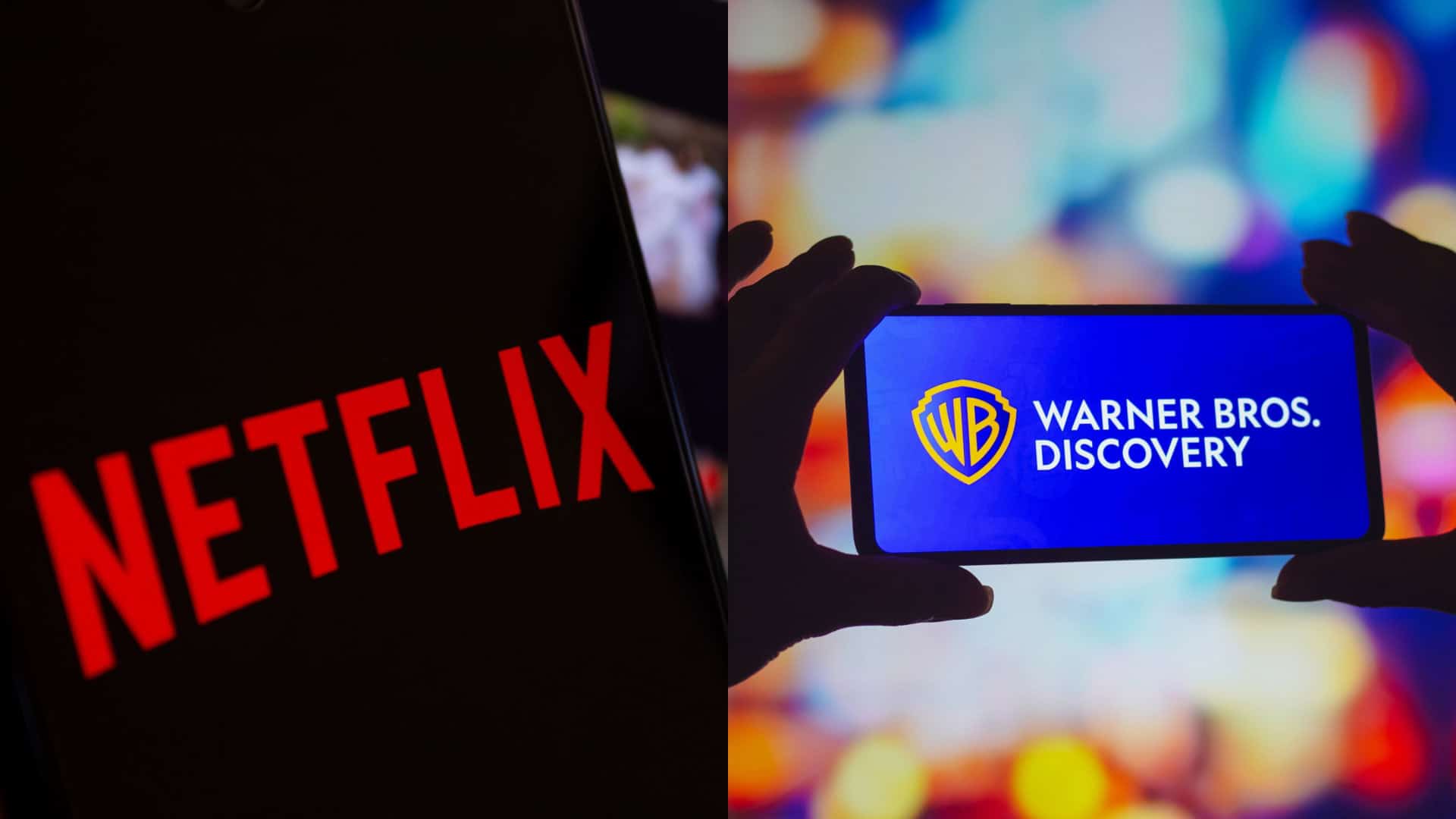 Montagem com fotos de Netflix e Warner Bros Discovery
