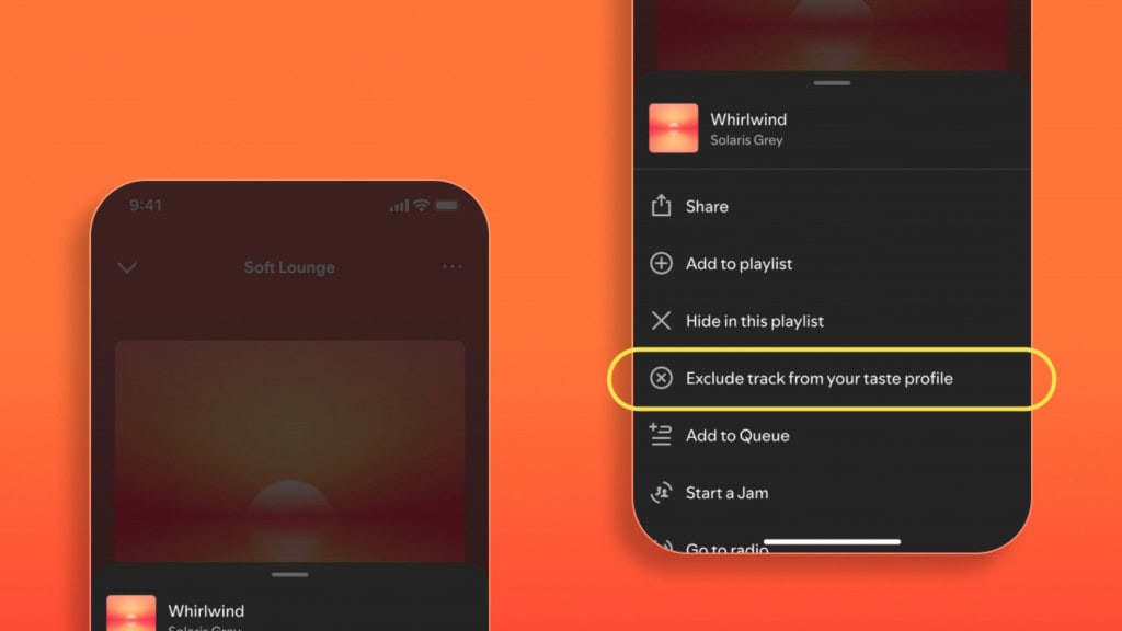 Montagem mostrando como excluir música de perfil musical no Spotify